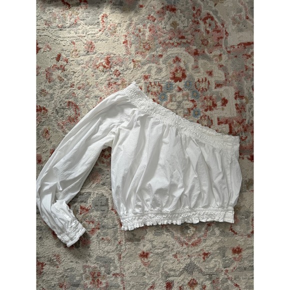 Free People Anabelle Asymmetrical Top One Shoulder Lettuce Hem White Womens XS - Picture 3 of 4